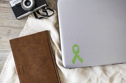 Survivor Lymphoma Ribbon Vinyl Decal | Light Green | Made in USA by Foxtail Decals | for Car Windows, Tablets, Laptops, Water Bottles, etc. | 2.6 x 4.5 inch