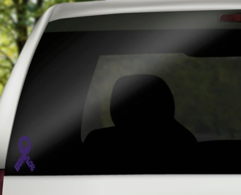 Survivor Pancreatic Cancer Vinyl Decal | Purple | Made in USA by Foxtail Decals | for Car Windows, Tablets, Laptops, Water Bottles, etc. | 2.6 x 4.5 inch