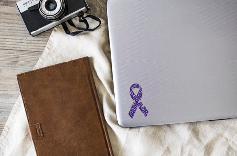 Survivor Pancreatic Cancer Vinyl Decal | Purple | Made in USA by Foxtail Decals | for Car Windows, Tablets, Laptops, Water Bottles, etc. | 2.6 x 4.5 inch