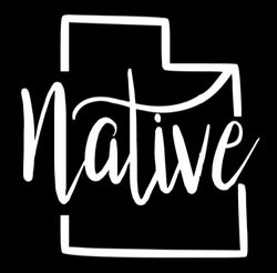 Utah Native Vinyl Decal | White | Made in USA by Foxtail Decals | for Car Windows, Tablets, Laptops, Water Bottles, etc. | 4.4 x 4.5 inch