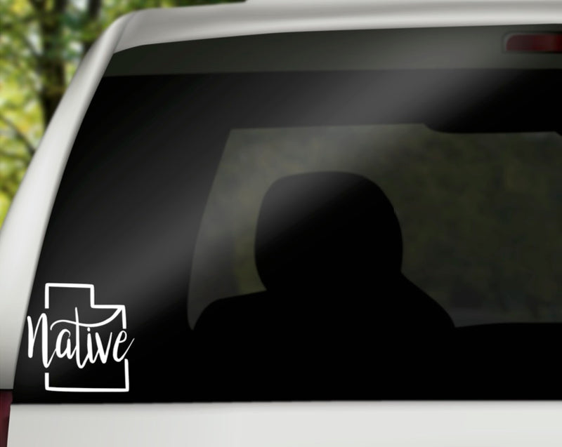 Utah Native Vinyl Decal | White | Made in USA by Foxtail Decals | for Car Windows, Tablets, Laptops, Water Bottles, etc. | 4.4 x 4.5 inch