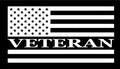 Veteran American Flag Vinyl Decal | White | Made in USA by Foxtail Decals | for Car Windows, Tablets, Laptops, Water Bottles, etc. | 5.5 x 2.9 inch