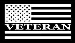 Veteran American Flag Vinyl Decal | White | Made in USA by Foxtail Decals | for Car Windows, Tablets, Laptops, Water Bottles, etc. | 5.5 x 2.9 inch