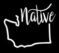 Washington Native Vinyl Decal | White | Made in USA by Foxtail Decals | for Car Windows, Tablets, Laptops, Water Bottles, etc. | 4.5 x 3.9 inch