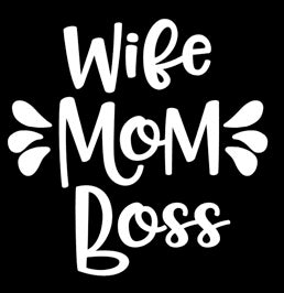 Wife Mom Boss Vinyl Decal | White | Made in USA by Foxtail Decals | for Car Windows, Tablets, Laptops, Water Bottles, etc. | 4.5 x 4.4 inch