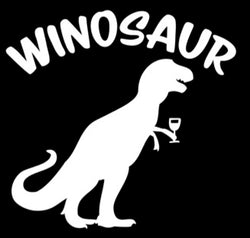 Winosaur Vinyl Decal | White | Made in USA by Foxtail Decals | for Car Windows, Tablets, Laptops, Water Bottles, etc. | 4.5 x 4.3 inch