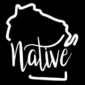 Wisconsin Native Vinyl Decal | White | Made in USA by Foxtail Decals | for Car Windows, Tablets, Laptops, Water Bottles, etc. | 4.2 x 4.5 inch