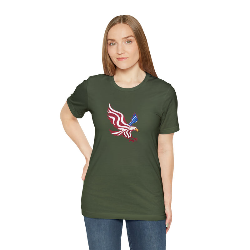 American Flag Bald Eagle Short Sleeve Tee - Soft & Comfortable - Patriotic Clothing - Made in the USA