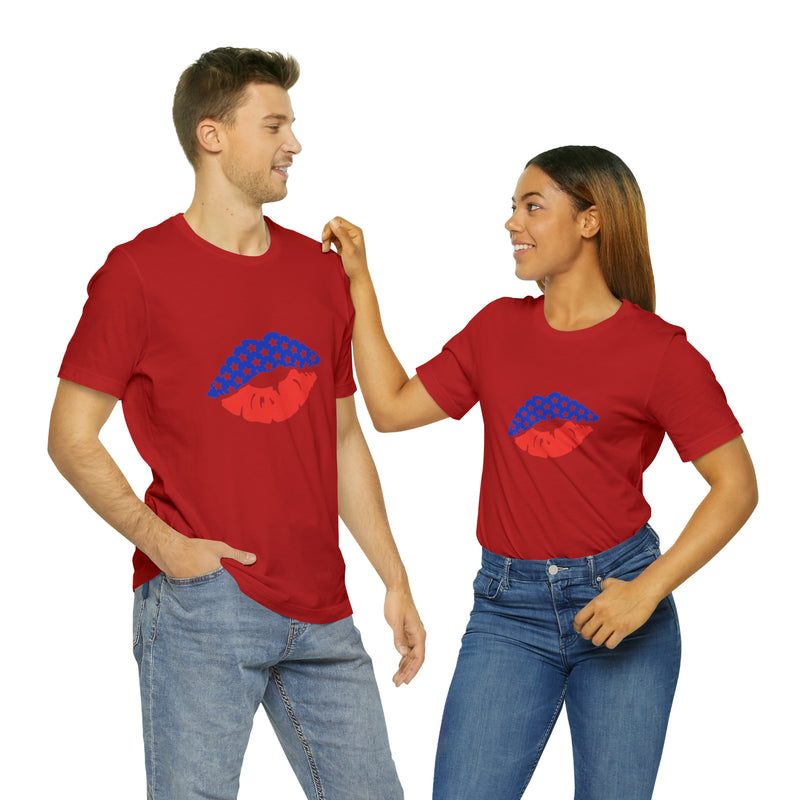 American Lips Short Sleeve Tee - Soft & Comfortable - Patriotic Clothing - Made in the USA