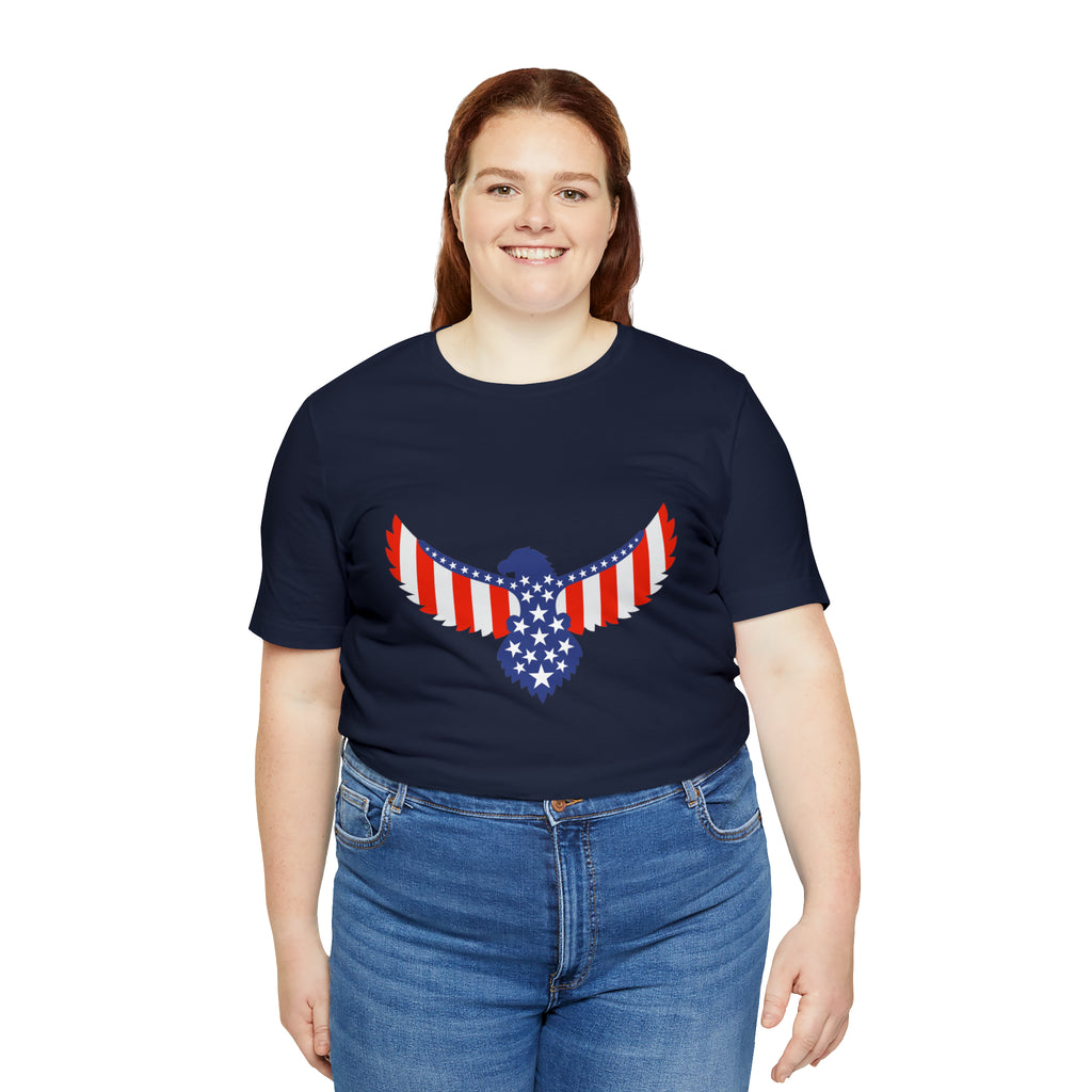 American Flag Eagle Short Sleeve Tee - Soft & Comfortable - Patriotic Clothing - Made in the USA