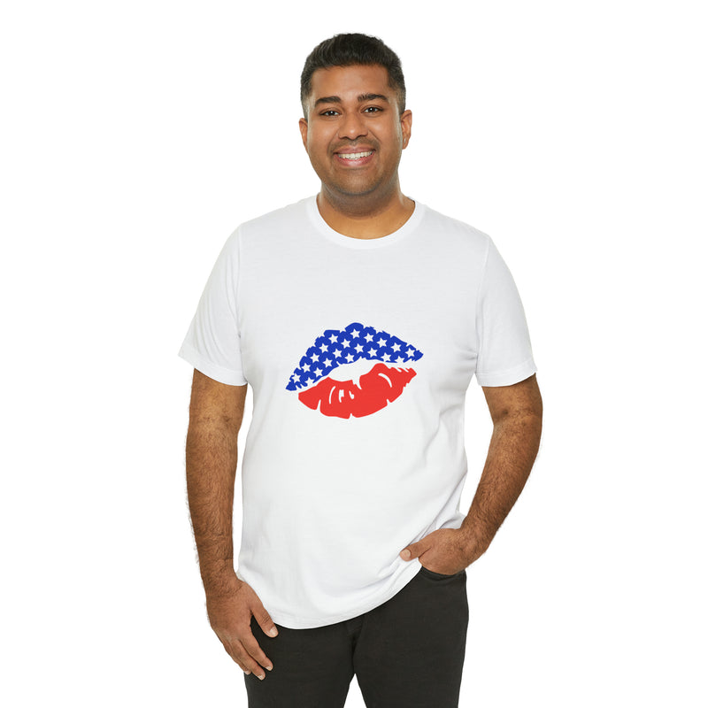 American Lips Short Sleeve Tee - Soft & Comfortable - Patriotic Clothing - Made in the USA