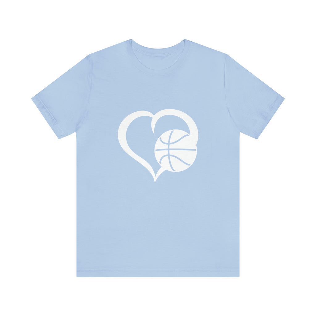 Basketball Heart Short-Sleeve Tee - Cute & Stylish T-Shirt for Basketball Lovers - Soft & Comfortable