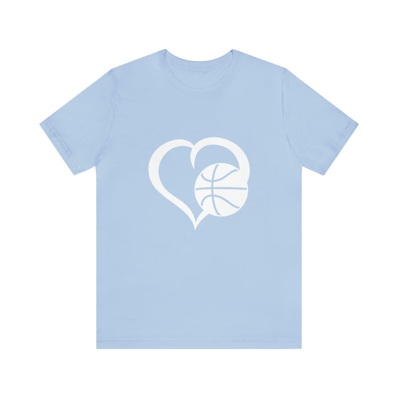 Basketball Heart Short-Sleeve Tee - Cute & Stylish T-Shirt for Basketball Lovers - Soft & Comfortable - Made in the USA