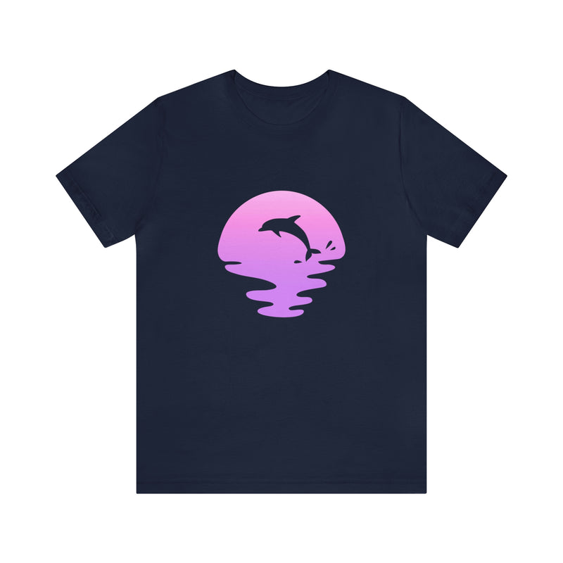 Dolphin Sunset Jersey Short-Sleeve Tee - Ocean Inspired T-Shirt for Women & Men - Soft & Comfortable - Made in the USA