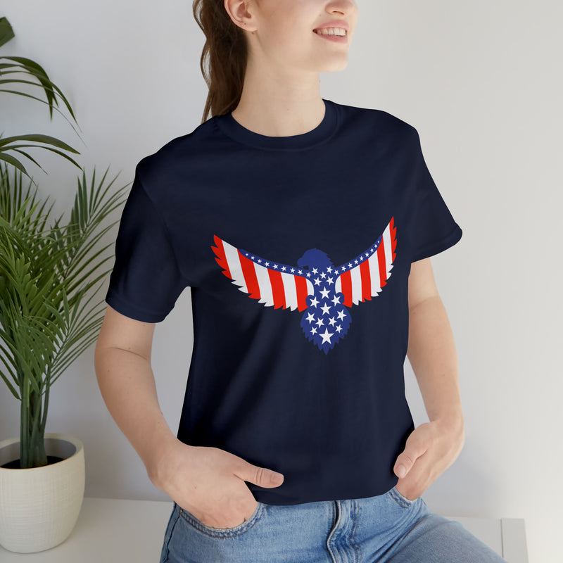 American Flag Eagle Short Sleeve Tee - Soft & Comfortable - Patriotic Clothing - Made in the USA