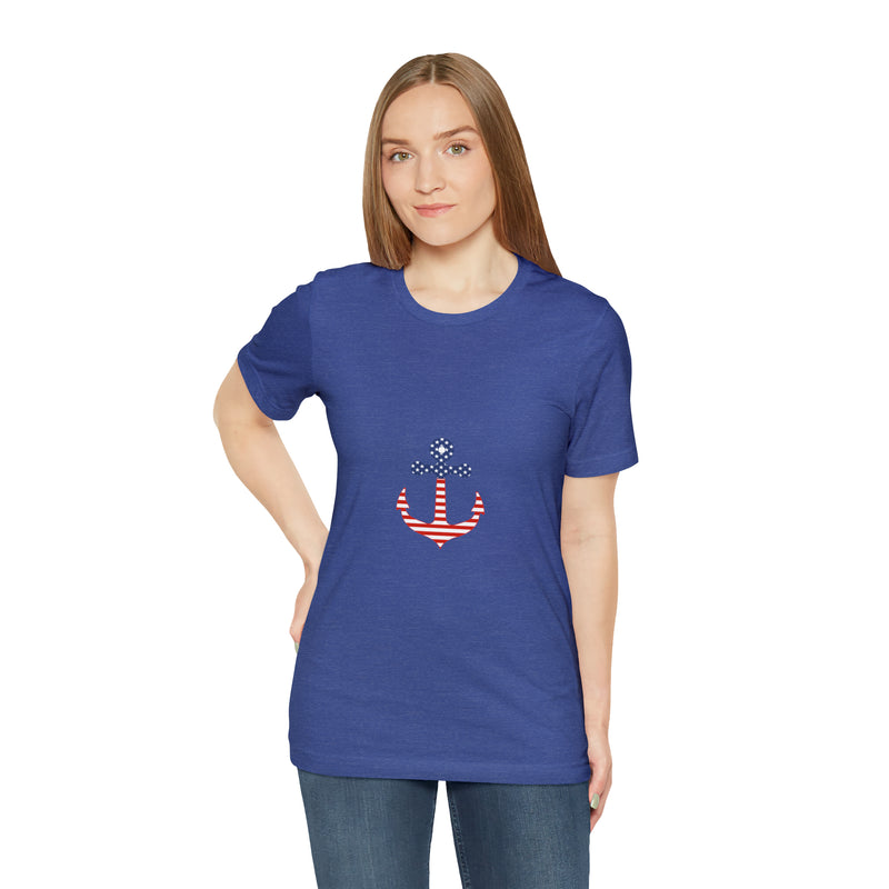 American Flag Anchor Short Sleeve Tee - Patriotic Clothing - Made in the USA