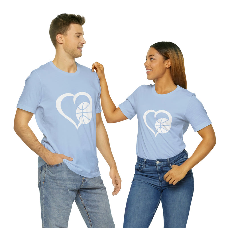 Basketball Heart Short-Sleeve Tee - Cute & Stylish T-Shirt for Basketball Lovers - Soft & Comfortable - Made in the USA