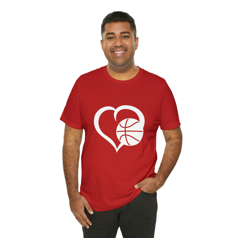 Basketball Heart Short-Sleeve Tee - Cute & Stylish T-Shirt for Basketball Lovers - Soft & Comfortable - Made in the USA