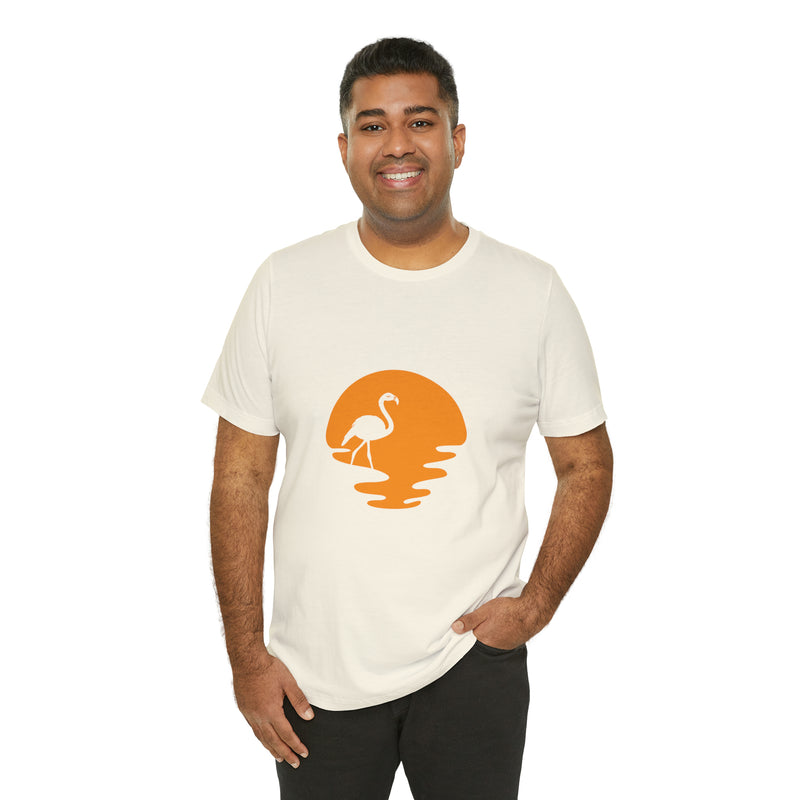 Flamingo Sunset Unisex Jersey Short-Sleeve Tee - Tropical & Relaxing T-Shirt for Flamingo Lovers - Soft & Comfortable - Made in the USA