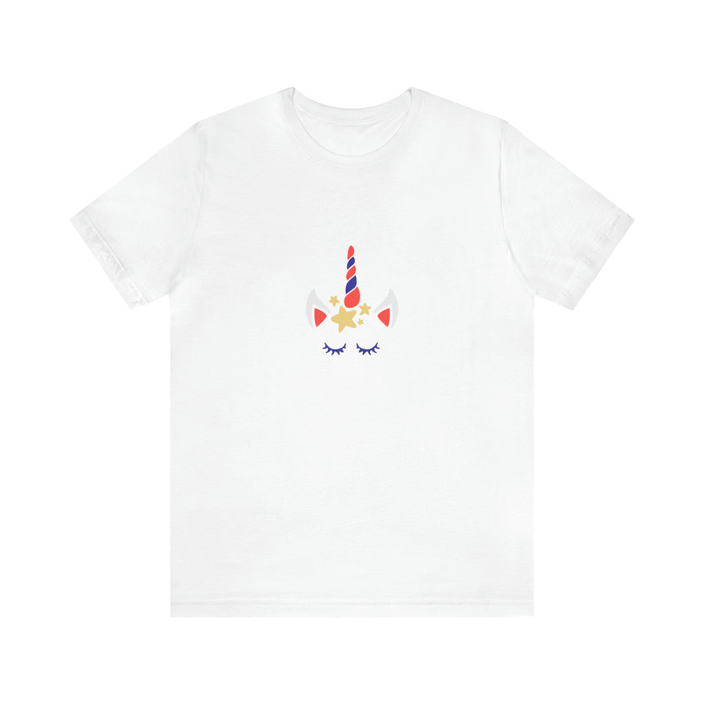 4th of July Unicorn with Stars Jersey Short Sleeve Tee - Soft & Comfortable - Patriotic Clothing - Made in the USA