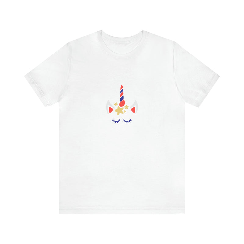 4th of July Unicorn with Stars Jersey Short Sleeve Tee - Soft & Comfortable - Patriotic Clothing - Made in the USA