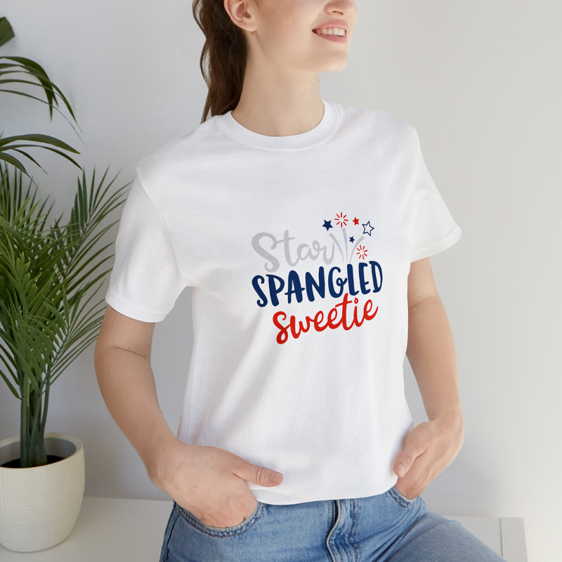 Star-Spangled Sweetie Jersey Short Sleeve Tee - Patriotic Clothing - Made in the USA