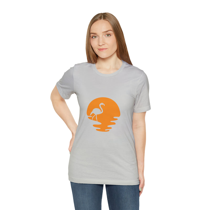 Flamingo Sunset Unisex Jersey Short-Sleeve Tee - Tropical & Relaxing T-Shirt for Flamingo Lovers - Soft & Comfortable - Made in the USA