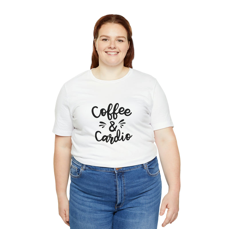 Coffee & Cardio Unisex Jersey Short-Sleeve Tee - Funny & Motivational T-Shirt for Coffee Lovers & Fitness Enthusiasts - Soft & Comfortable - Made in the USA