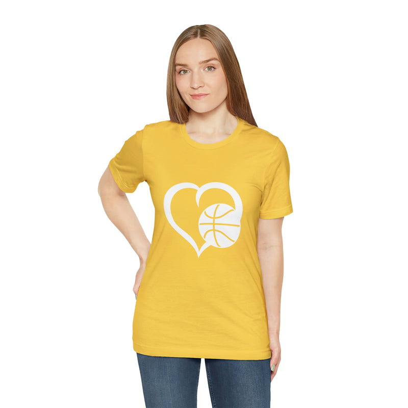 Basketball Heart Short-Sleeve Tee - Cute & Stylish T-Shirt for Basketball Lovers - Soft & Comfortable - Made in the USA