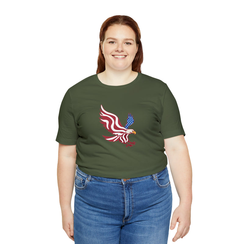 American Flag Bald Eagle Short Sleeve Tee - Soft & Comfortable - Patriotic Clothing - Made in the USA