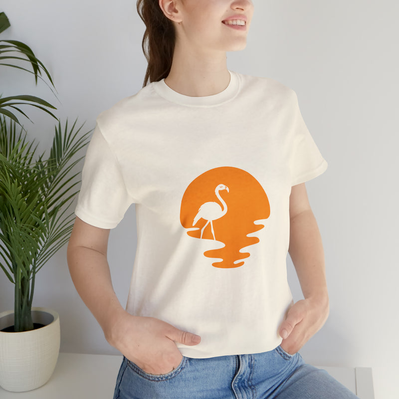 Flamingo Sunset Unisex Jersey Short-Sleeve Tee - Tropical & Relaxing T-Shirt for Flamingo Lovers - Soft & Comfortable - Made in the USA