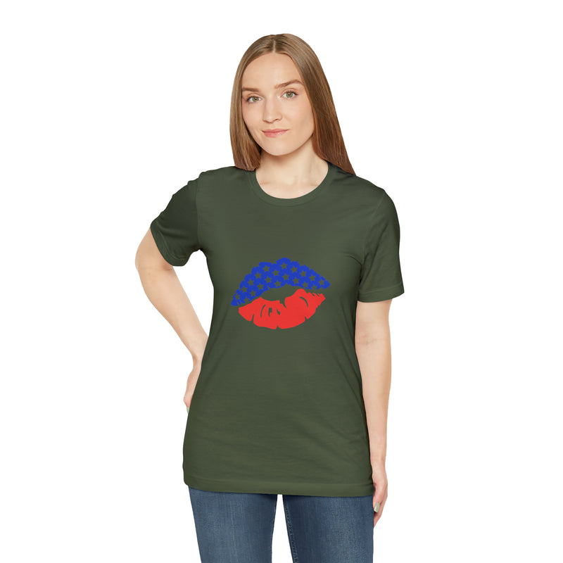 American Lips Short Sleeve Tee - Soft & Comfortable - Patriotic Clothing - Made in the USA