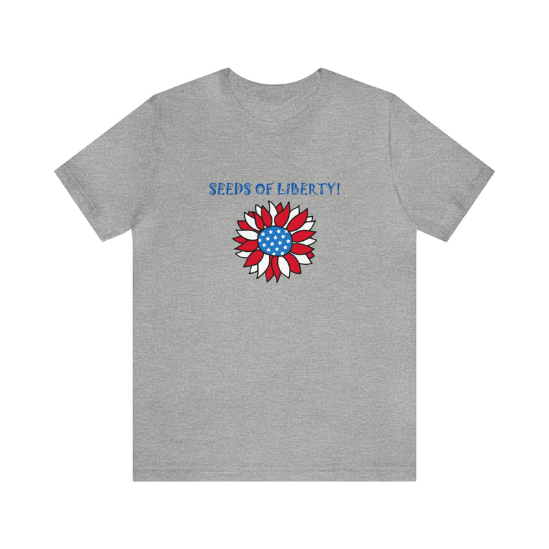 Seeds of Liberty Patriotic Sunflower Jersey Short Sleeve Tee - Soft & Comfortable - Patriotic Clothing - Made in the USA