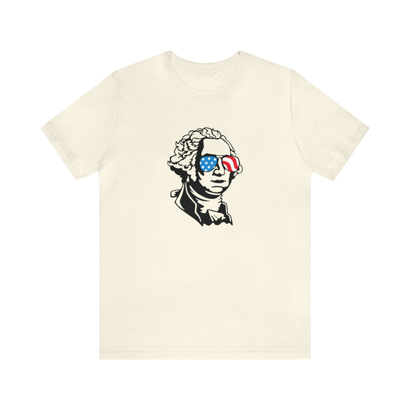 George Washington with Sunglasses Jersey Short Sleeve Tee - Soft & Comfortable - Funny & Patriotic Clothing - Made in the USA