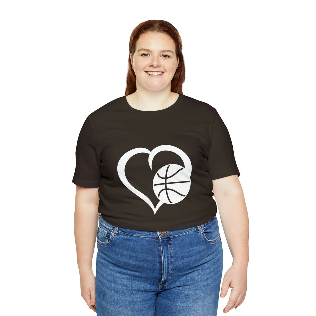 Basketball Heart Short-Sleeve Tee - Cute & Stylish T-Shirt for Basketball Lovers - Soft & Comfortable