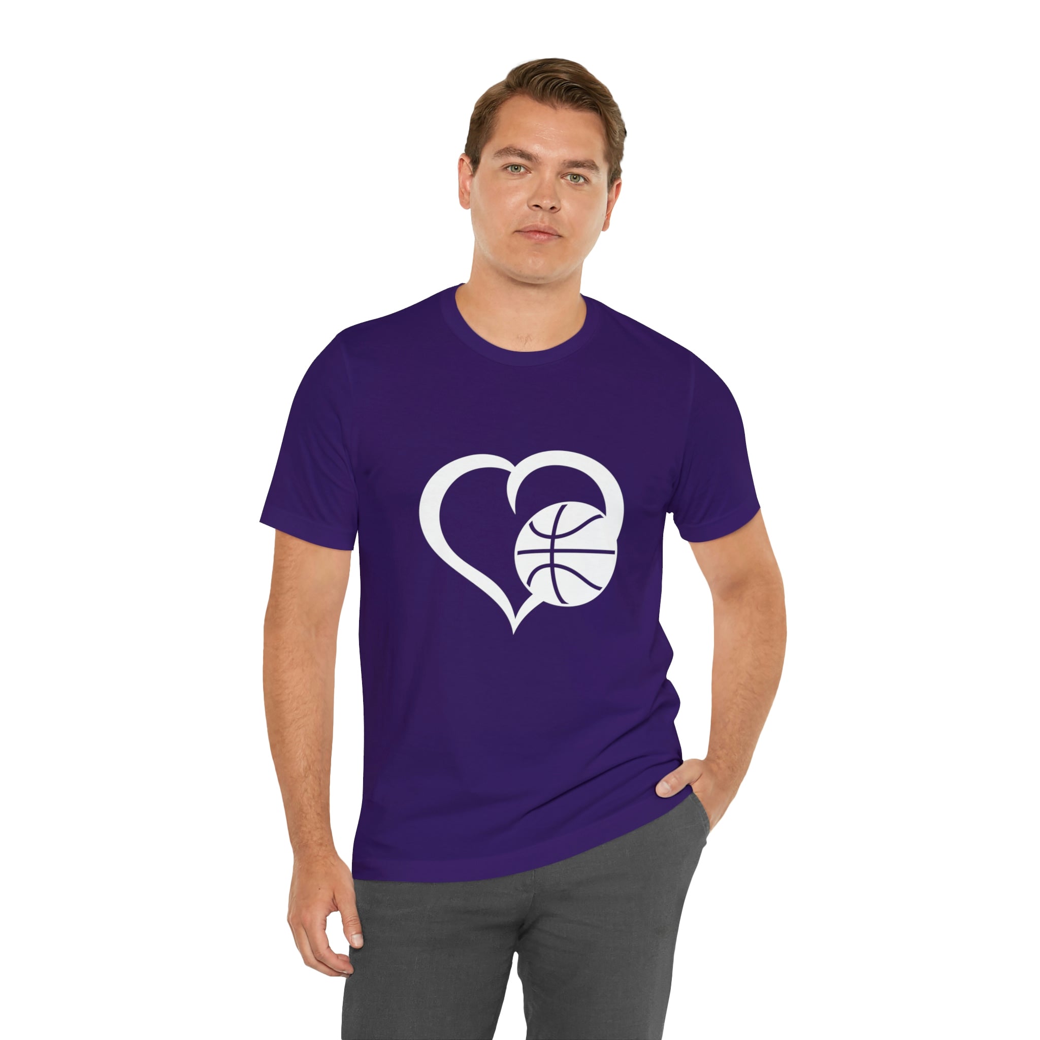 Basketball Heart Short-Sleeve Tee - Cute & Stylish T-Shirt for Basketball Lovers - Soft & Comfortable