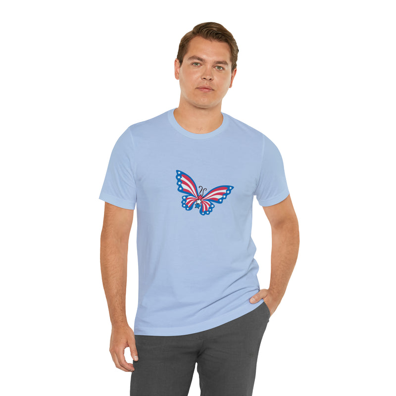 Patriotic Butterfly Jersey Short Sleeve Tee - Soft & Comfortable - Patriotic Clothing - Made in the USA