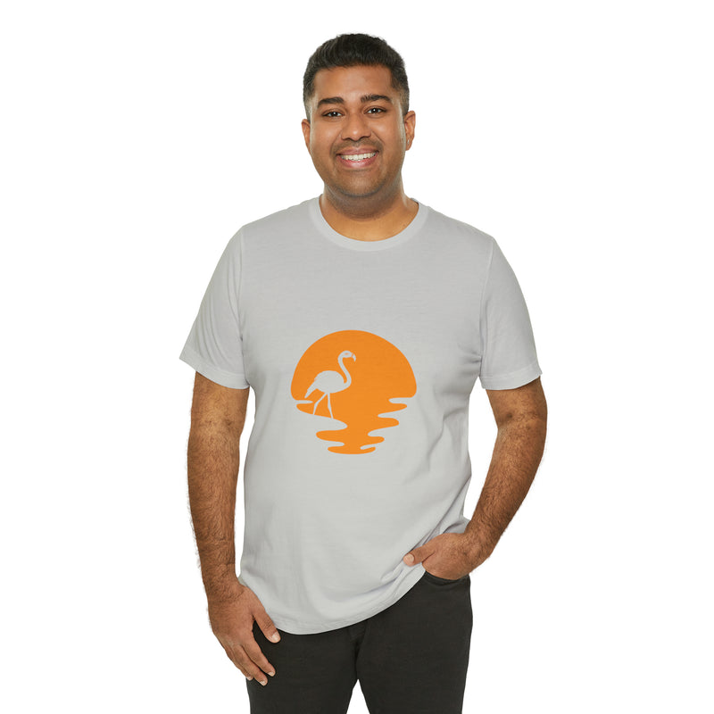 Flamingo Sunset Unisex Jersey Short-Sleeve Tee - Tropical & Relaxing T-Shirt for Flamingo Lovers - Soft & Comfortable - Made in the USA