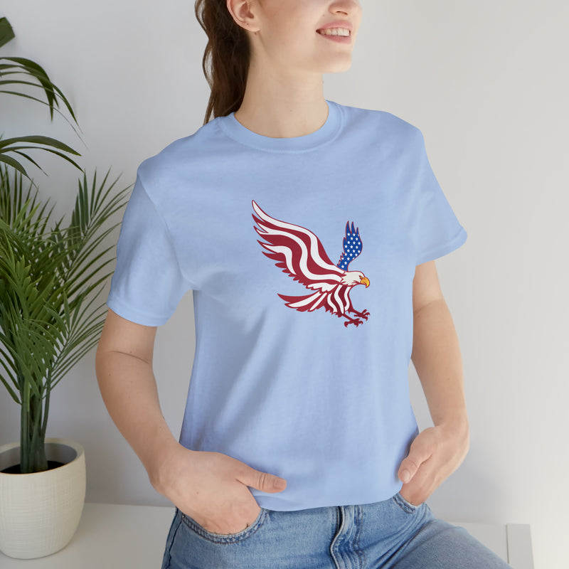 American Flag Bald Eagle Short Sleeve Tee - Soft & Comfortable - Patriotic Clothing - Made in the USA