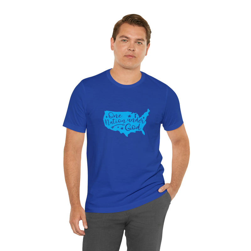 One Nation Under God USA Map Jersey Short Sleeve Tee - Soft & Comfortable - Patriotic Clothing - Made in the USA