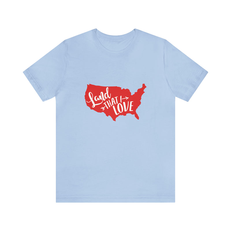 Land That I Love USA Map Jersey Short Sleeve Tee - Soft & Comfortable - Patriotic Clothing - Made in the USA