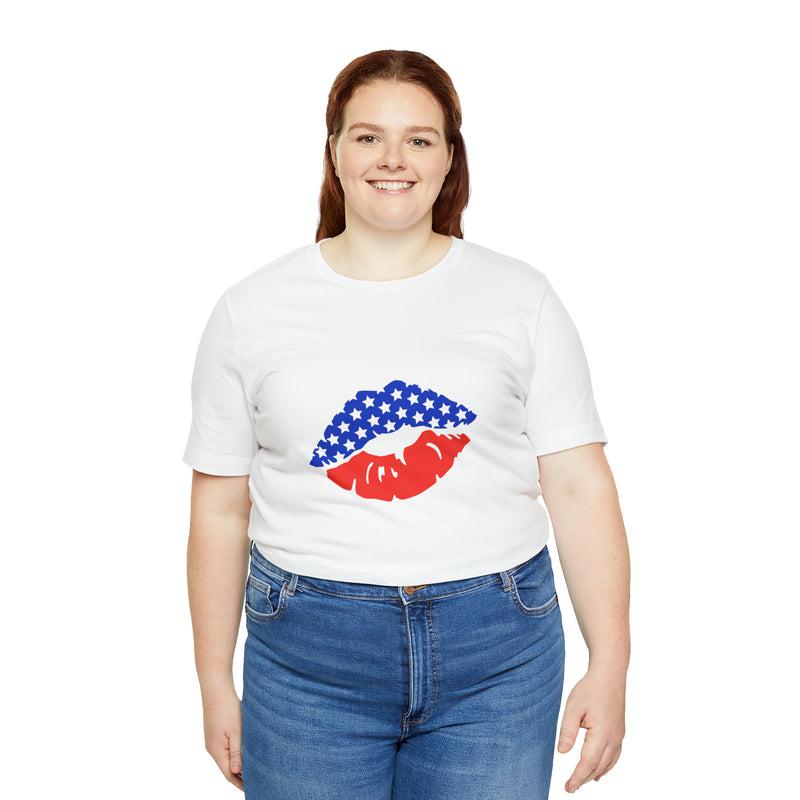 American Lips Short Sleeve Tee - Soft & Comfortable - Patriotic Clothing - Made in the USA