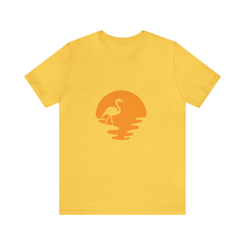 Flamingo Sunset Unisex Jersey Short-Sleeve Tee - Tropical & Relaxing T-Shirt for Flamingo Lovers - Soft & Comfortable - Made in the USA