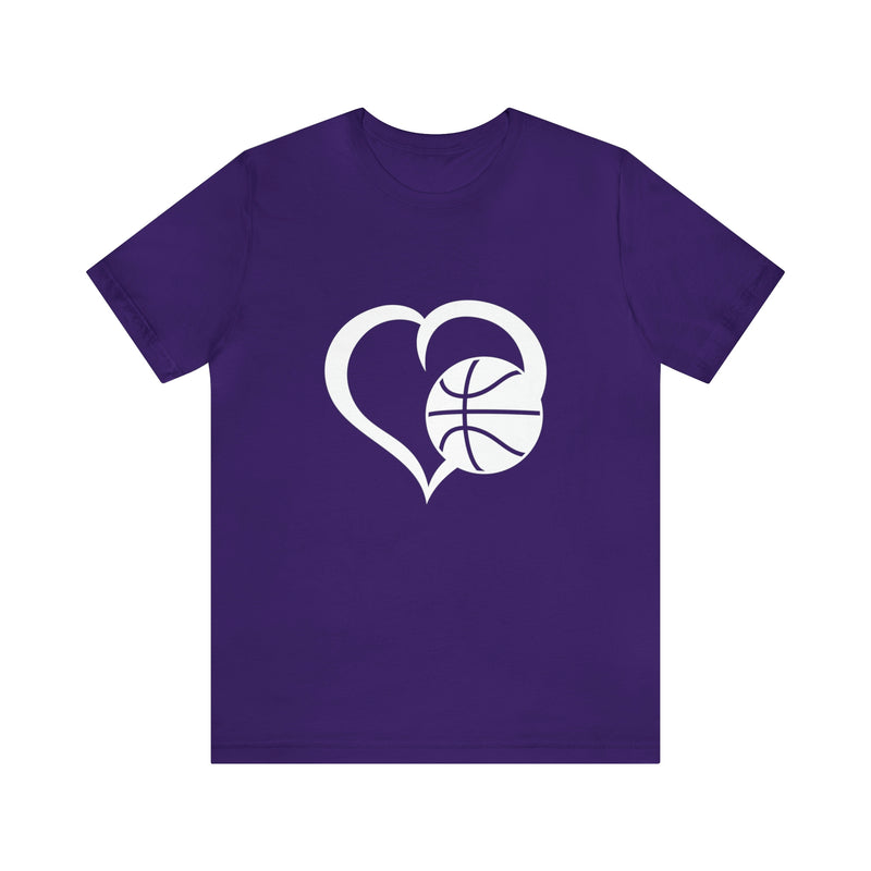 Basketball Heart Short-Sleeve Tee - Cute & Stylish T-Shirt for Basketball Lovers - Soft & Comfortable - Made in the USA