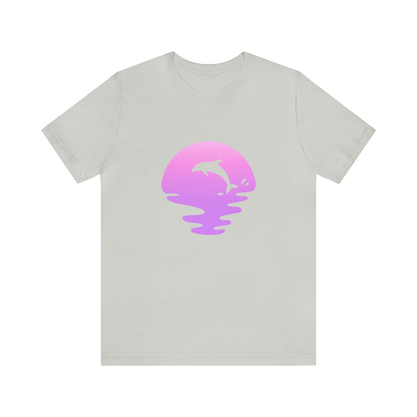 Dolphin Sunset Jersey Short-Sleeve Tee - Ocean Inspired T-Shirt for Women & Men - Soft & Comfortable - Made in the USA