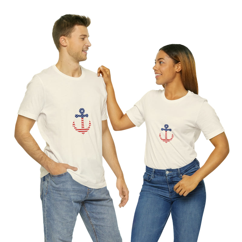 American Flag Anchor Short Sleeve Tee - Patriotic Clothing - Made in the USA