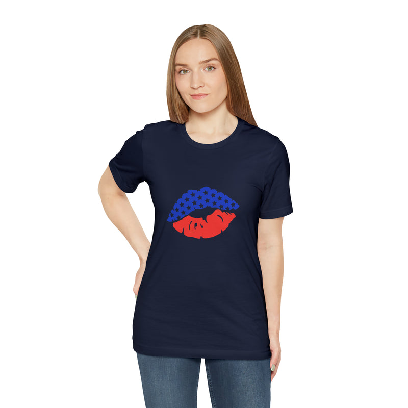 American Lips Short Sleeve Tee - Soft & Comfortable - Patriotic Clothing - Made in the USA