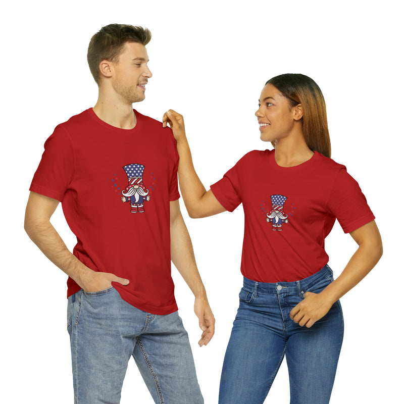 4th of July Patriotic Gnome Jersey Short Sleeve Tee - Soft & Comfortable - Made in the USA