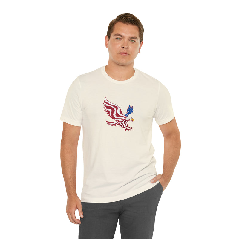 American Flag Bald Eagle Short Sleeve Tee - Soft & Comfortable - Patriotic Clothing - Made in the USA