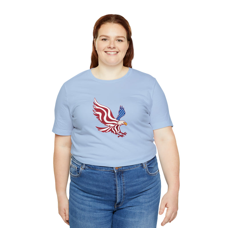 American Flag Bald Eagle Short Sleeve Tee - Soft & Comfortable - Patriotic Clothing - Made in the USA